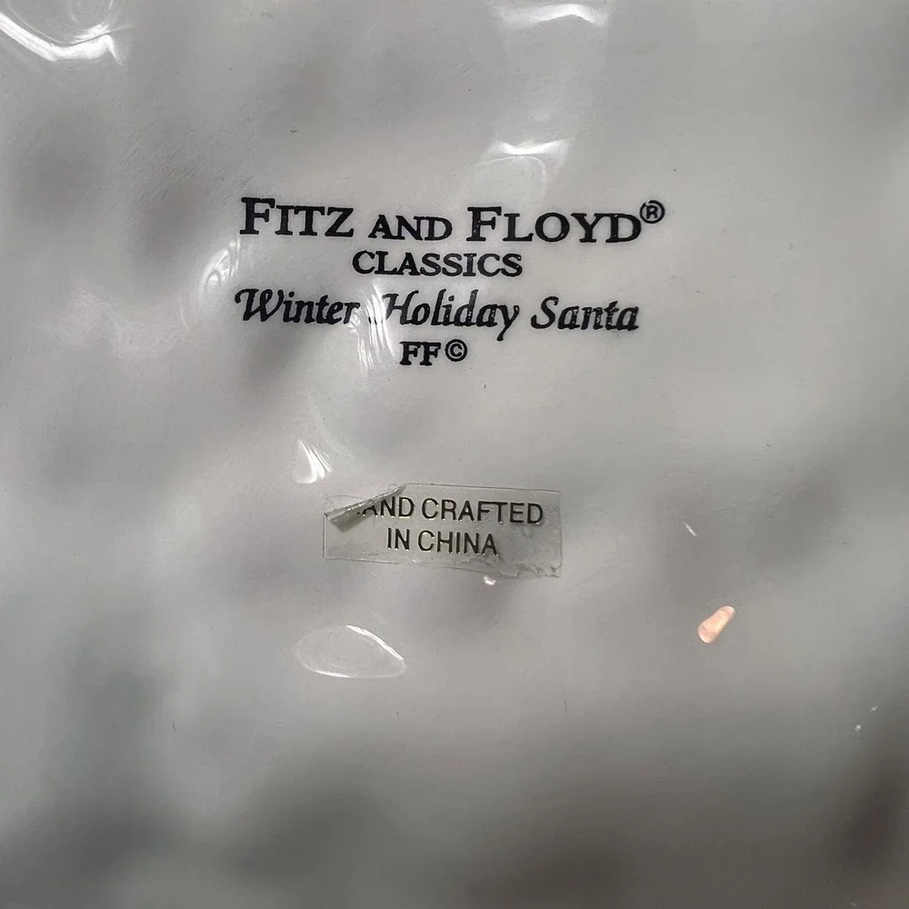Vintage Fitz & Floyd Winter Holiday Santa Ceramic Platter Plate Christmas 10